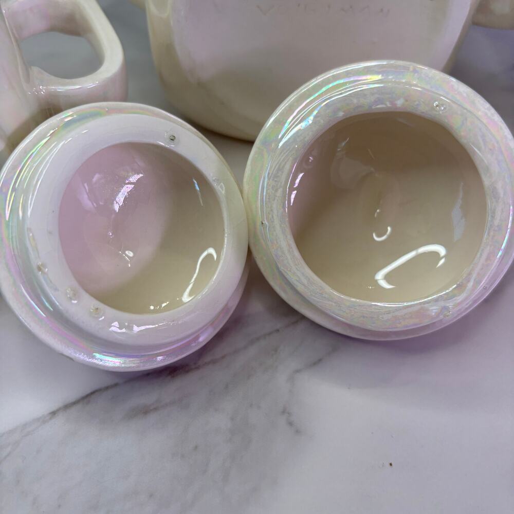 Vintage Holland Mold Lusterware Tea Set Teapot Creamer Sugar Bowl As Is Read